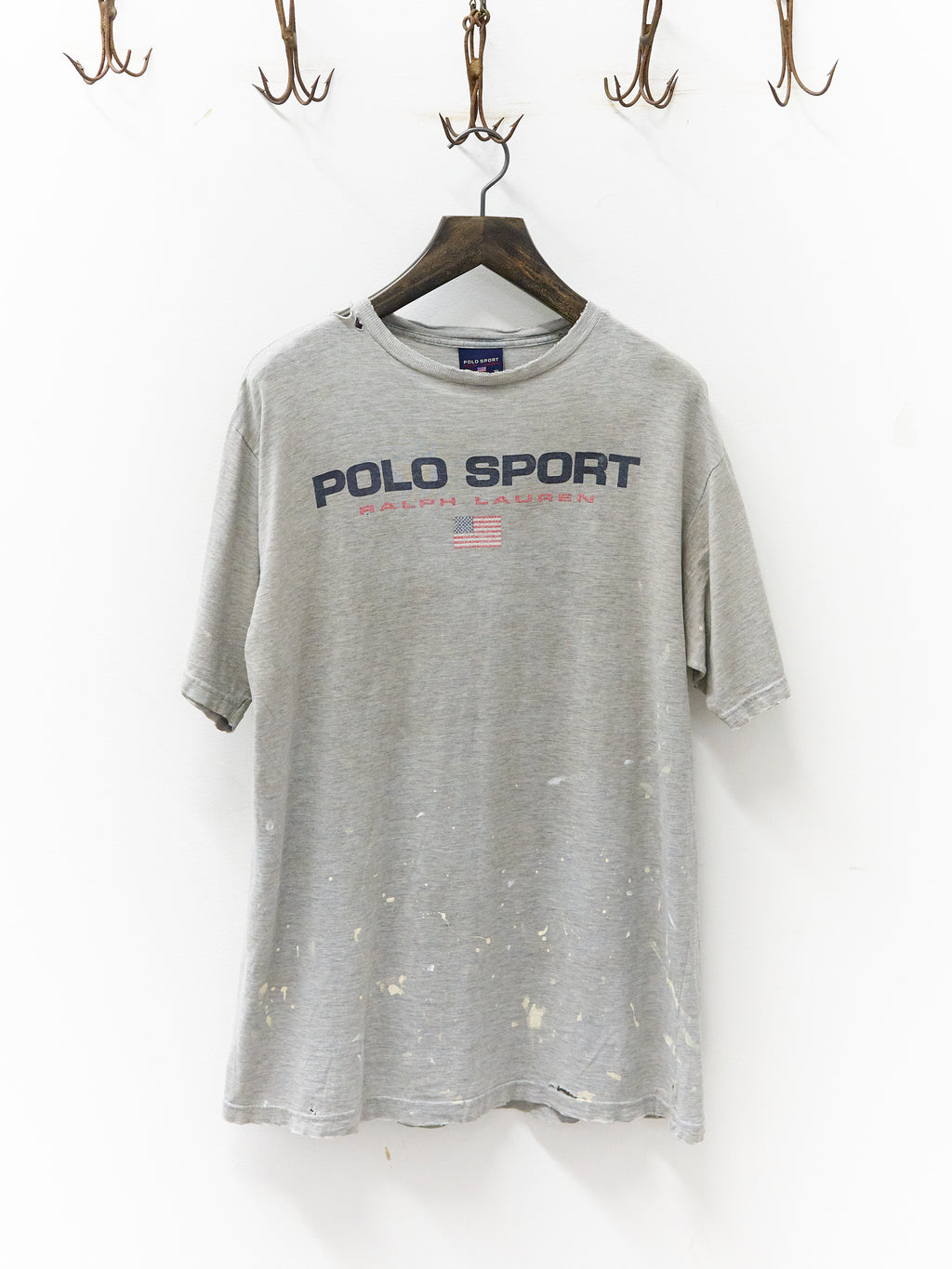 Vintage Polo Sport Thrashed Gray Painter's T-Shirt