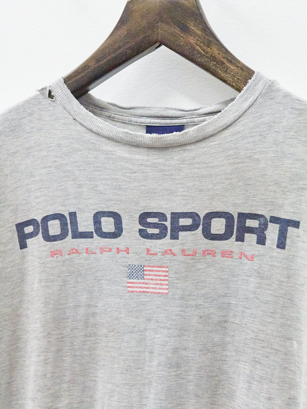 Vintage Polo Sport Thrashed Gray Painter's T-Shirt
