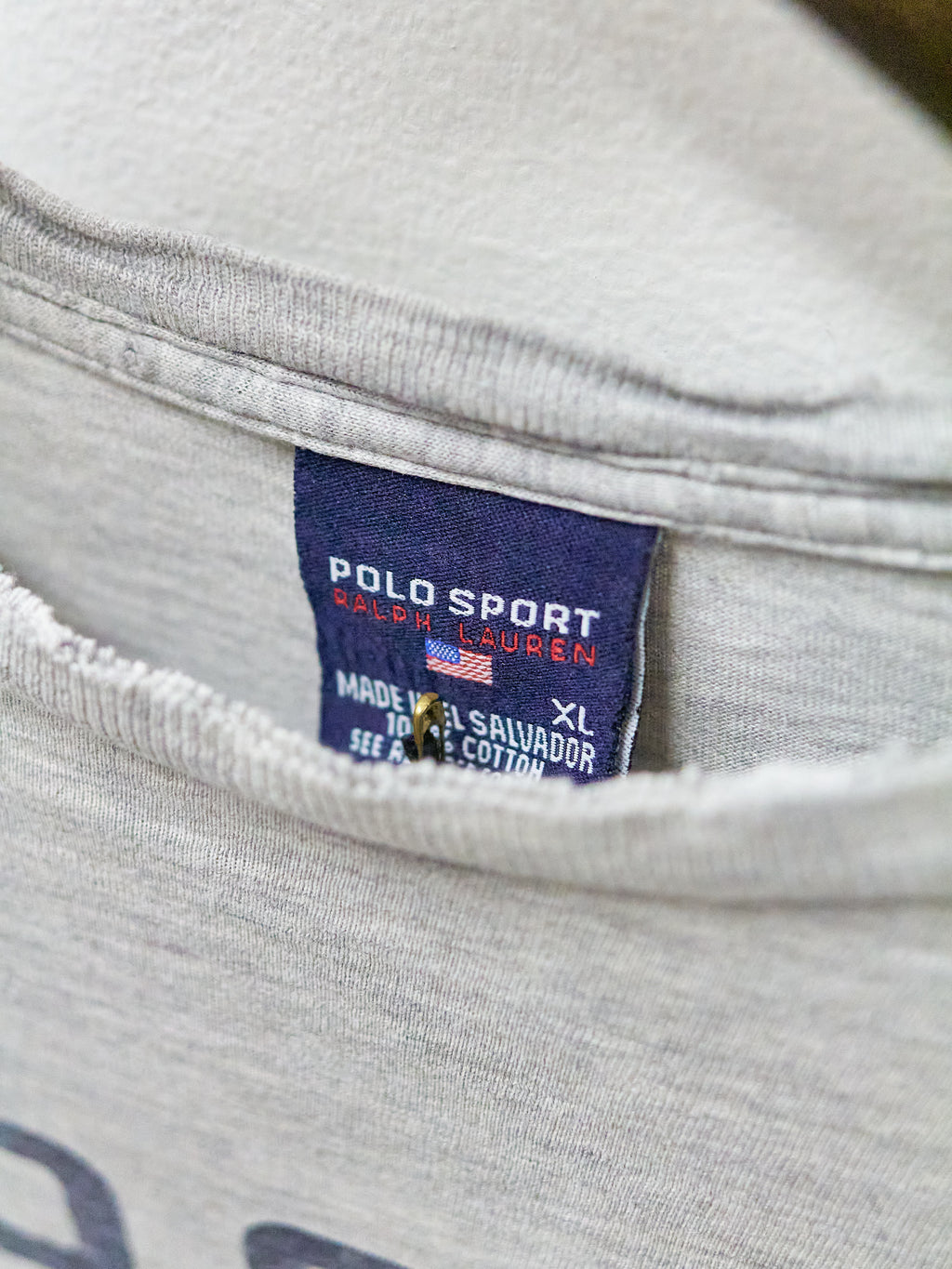 Vintage Polo Sport Thrashed Gray Painter's T-Shirt