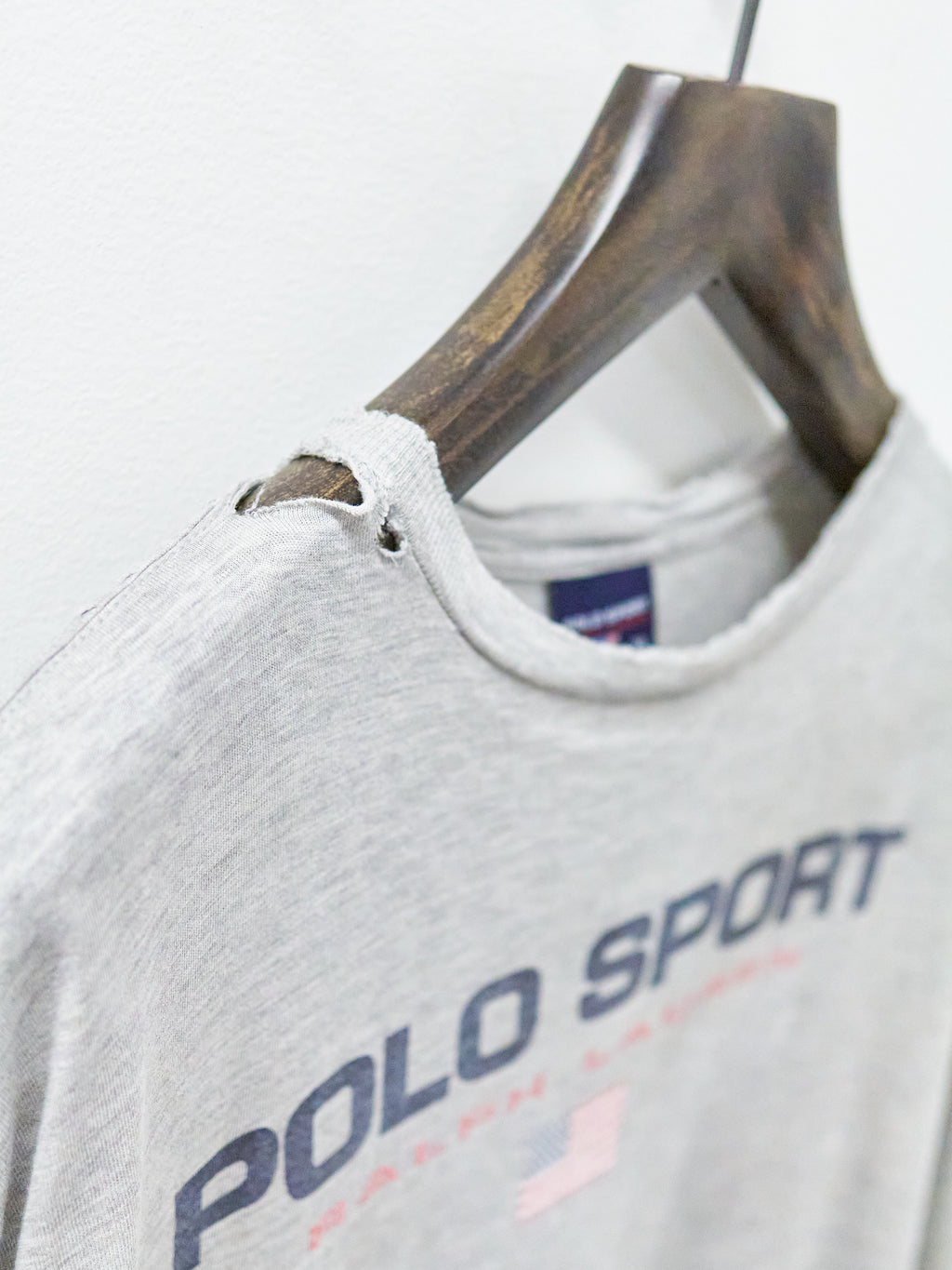Vintage Polo Sport Thrashed Gray Painter's T-Shirt