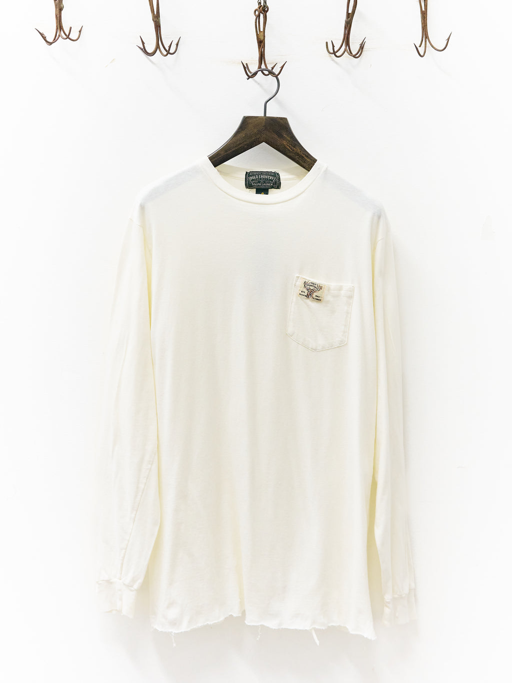 Polo Country Chopped Long-Sleeve White Pocket T-Shirt