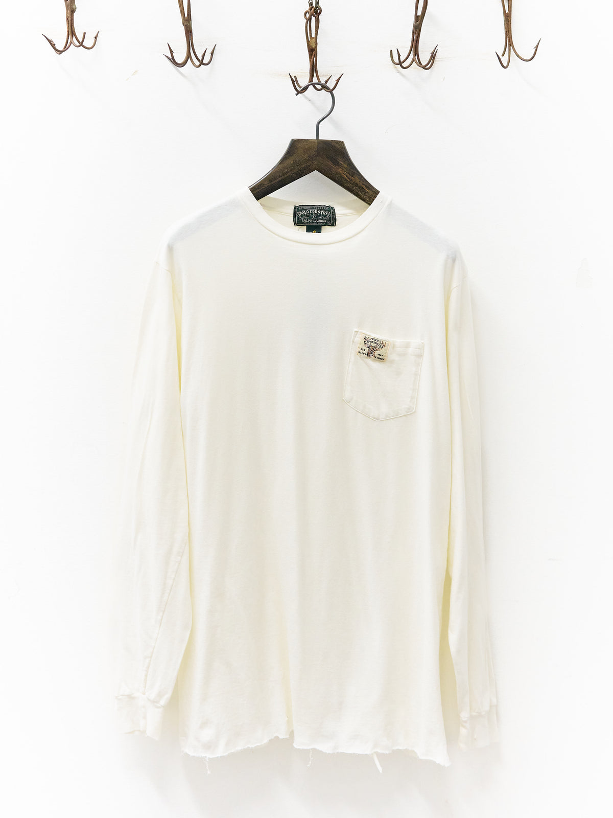 Polo Country Chopped Long-Sleeve White Pocket T-Shirt