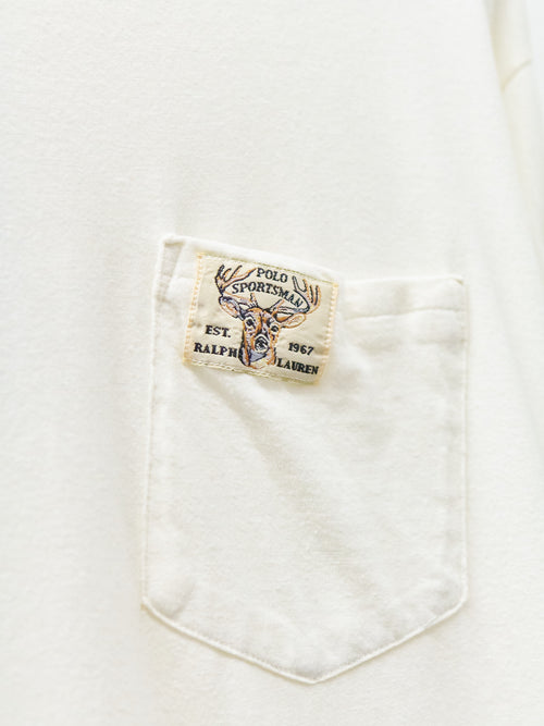 Polo Country Chopped Long-Sleeve White Pocket T-Shirt
