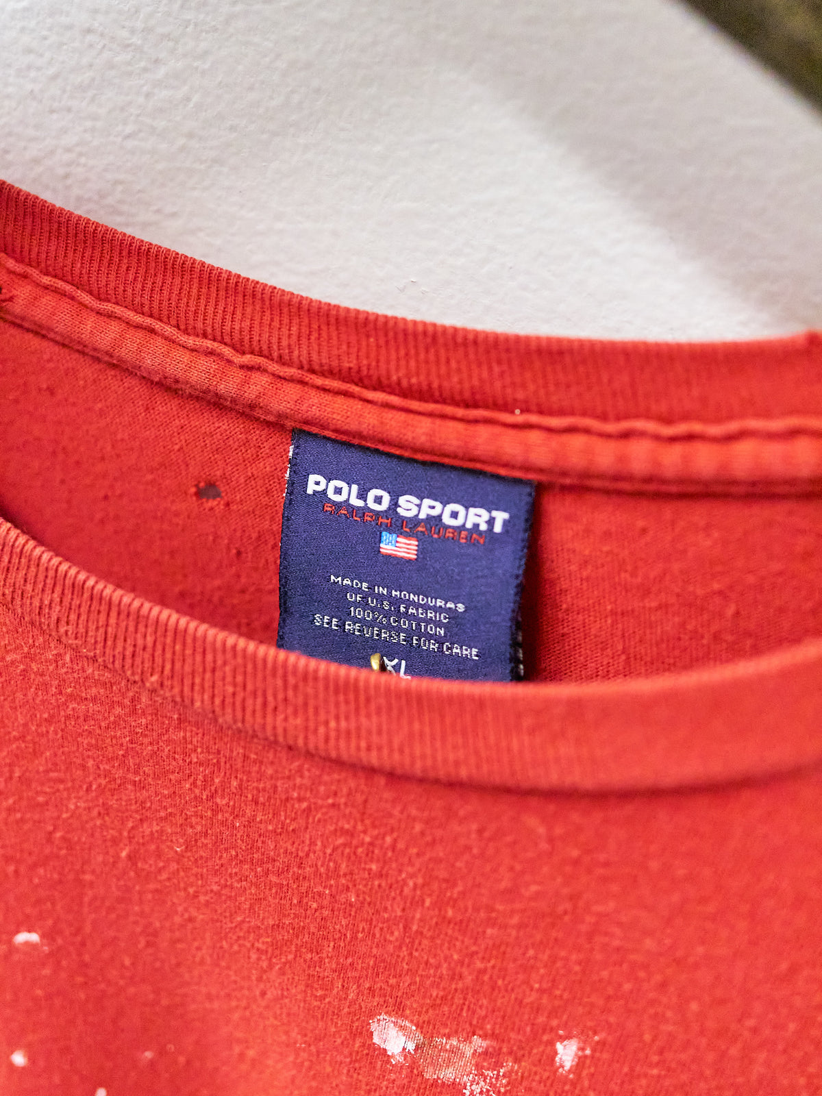 Vintage Polo Sport Red Long-Sleeve Painter's T-Shirt