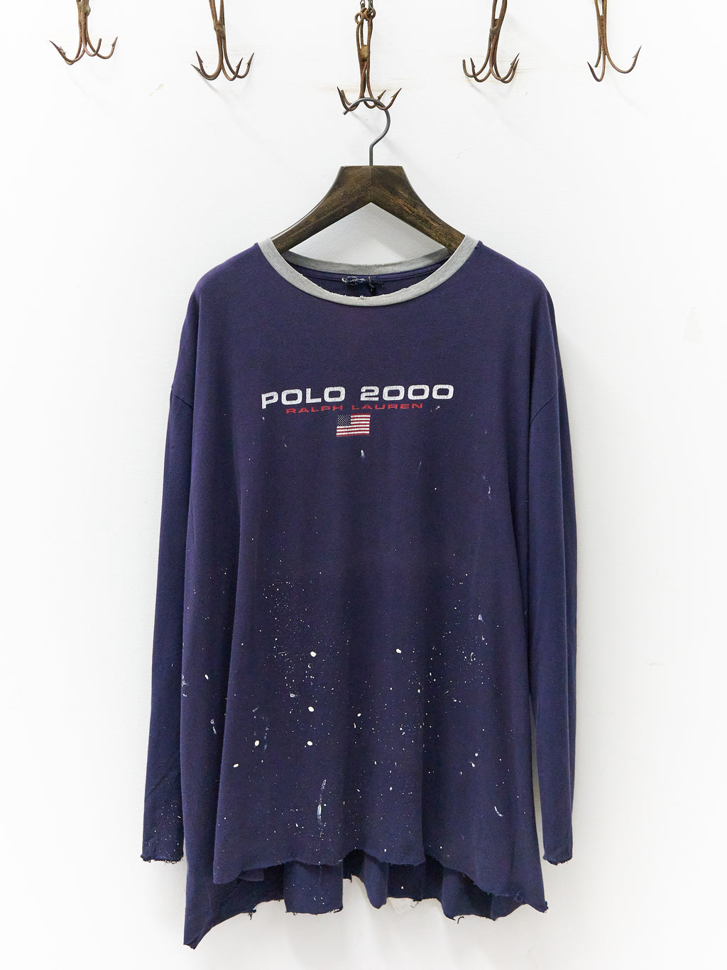 Vintage Polo Sport 2000 Navy Painter's Long-Sleeve Chopped T-Shirt