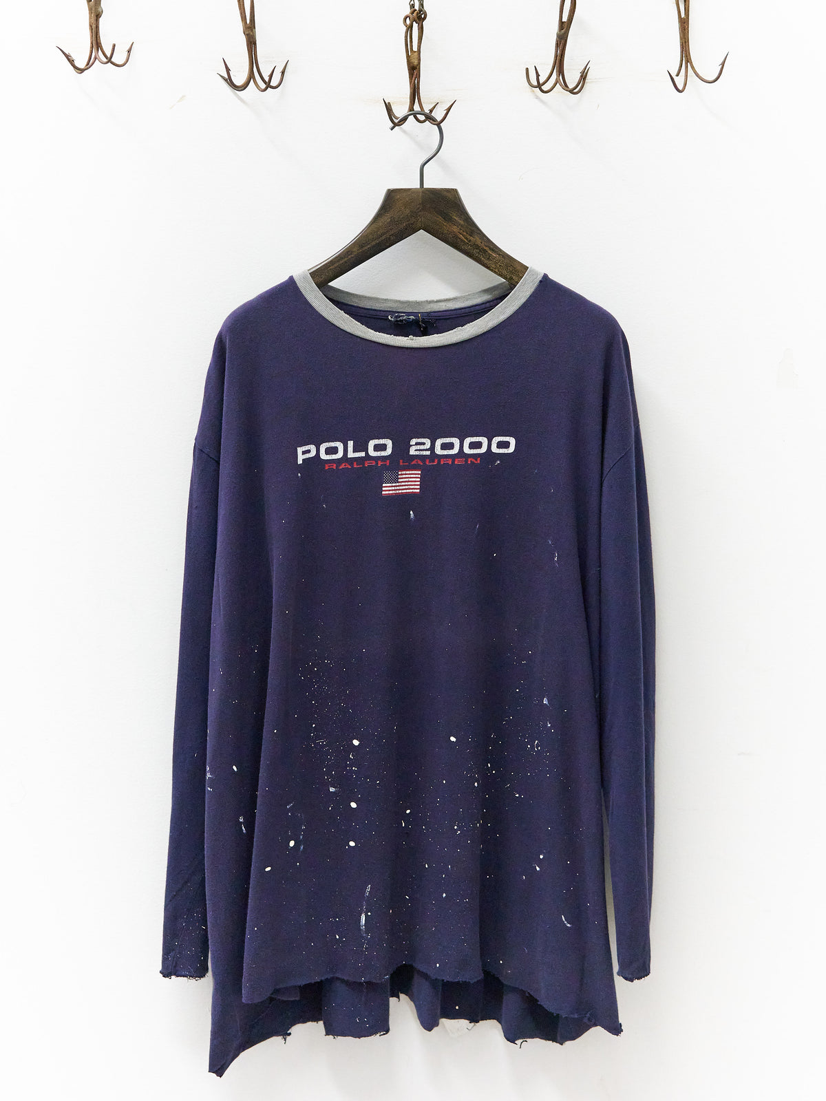 Vintage Polo Sport 2000 Navy Painter's Long-Sleeve Chopped T-Shirt