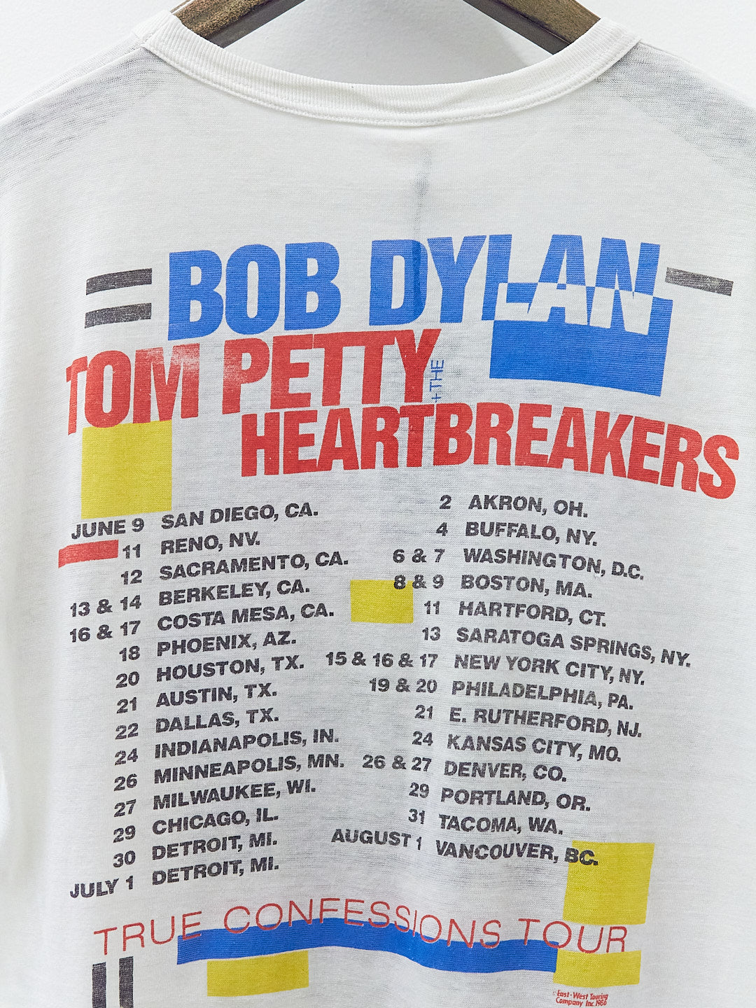 Vintage 80's Bob Dylan/Tom Petty True Confessions Tour T-Shirt